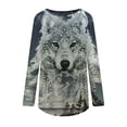 thumbnail image 4 of Ecqkame Womens Casual Long Sleeve Tops Clearance Women Fashion Casual Long Sleeve Round Neck Tops Loose Blouse Printed Shirts Light Gray S, 4 of 5