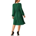 thumbnail image 3 of INSPIRE CHIC Women's Layered V Neck Long Sleeve High Waist Midi Dress With Pockets L Dark Green, 3 of 5