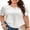 White, variant on SOMER Plus Size Women Blouses Puff Sleeve Eyelet Knit Top Casual Summer Short Sleeve Crew Neck Loose Fit White