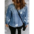 thumbnail image 6 of Eytino Denim Jackets for Women Long Sleeve Distressed Ripped Long Sleeve Jean Jacket Coats with Pockets Blue S-2XL, 6 of 10