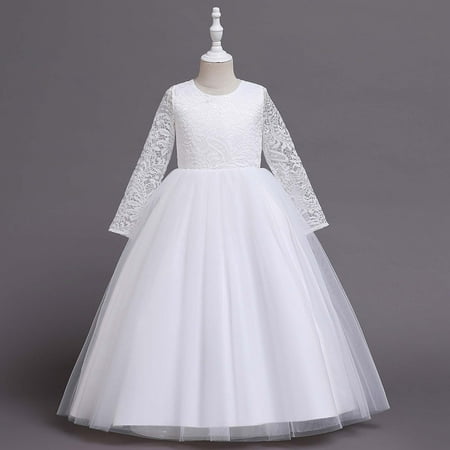 

QISIWOLE Children Dress Girl Long Sleeve Girl Princess Dress Long Dress Flash picks
