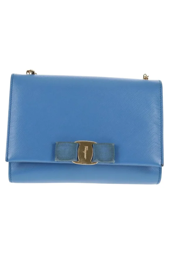 Pre-Owned Salvatore Ferragamo Ginny Leather Blue Leather Shoulder Bag Bag