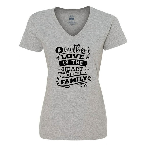 Inktastic Mothers Day a Mothers Love is the Heart of the Family Women's V-Neck T-Shirt
