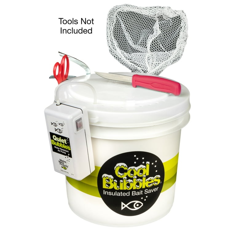 Marine Metal Products' Cool Bubbles 10.5 Qt Insulated Fishing Bait  Container with Quiet Bubbles Pump 