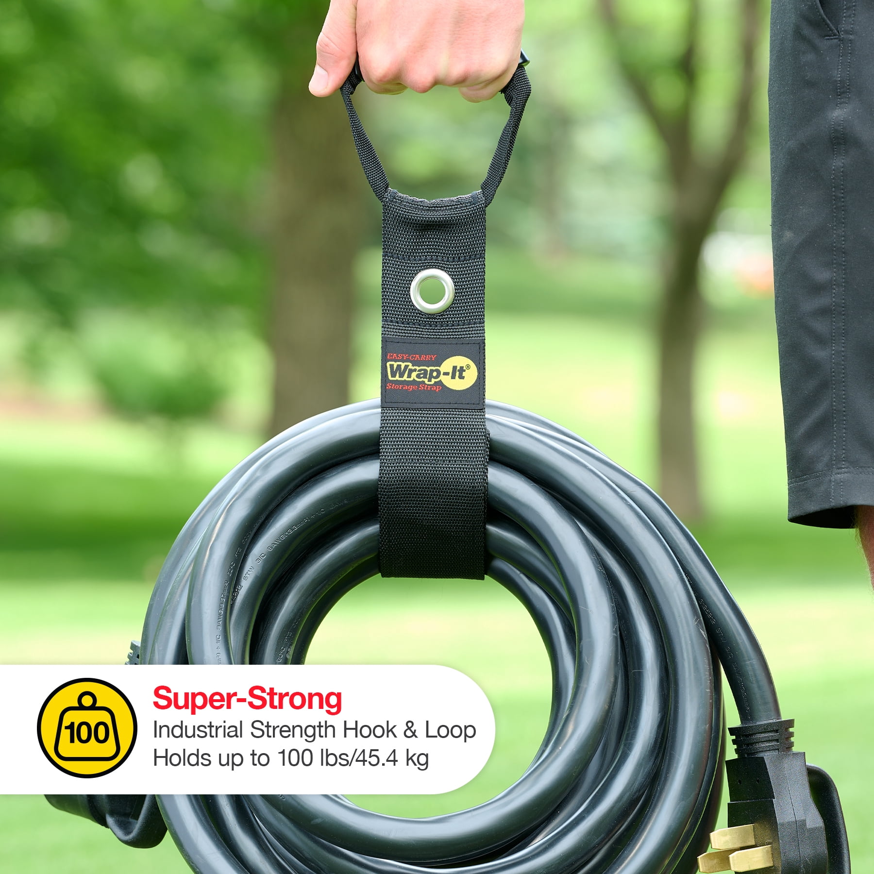 Wrap-It Storage Easy Carry Strap with Handle, 22in, Black, RV Accessories