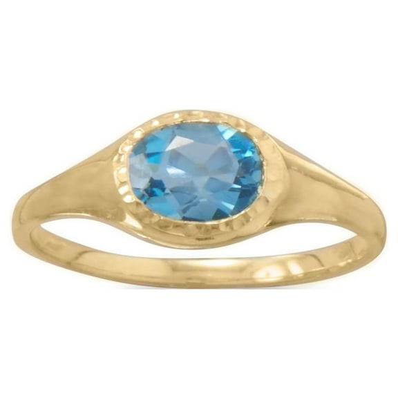 Precious Stars 14K Gold Plated Sterling Silver Sterling Silver Blue Topaz Fashion Ring