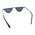 thumbnail image 4 of Funky Cropped Half Circle Flat Top Half Metal Rim Hippie Sunglasses All Black, 4 of 7