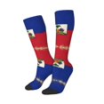 thumbnail image 2 of Women's Knee High Socks Haitian Flag Pattern Thermal Soft Knee Long Socks, 2 of 7