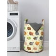 thumbnail image 3 of Cartoon Laundry Bag, Animals with Simplistic Art Design Lion Bear Bunny Cow with Flowers, Hamper Basket with Handles Drawstring Closure for Laundromats, 13" x 19", Multicolor, by Ambesonne, 3 of 4