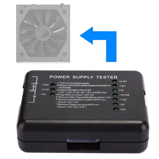 Probador De Fuente De Alimentación ATX Universal, Probador De Alimentación De PC Negro Alto Y Alto Preciso Portátil, Accesorio De Computadora ABS Para Solucionar Problemas De