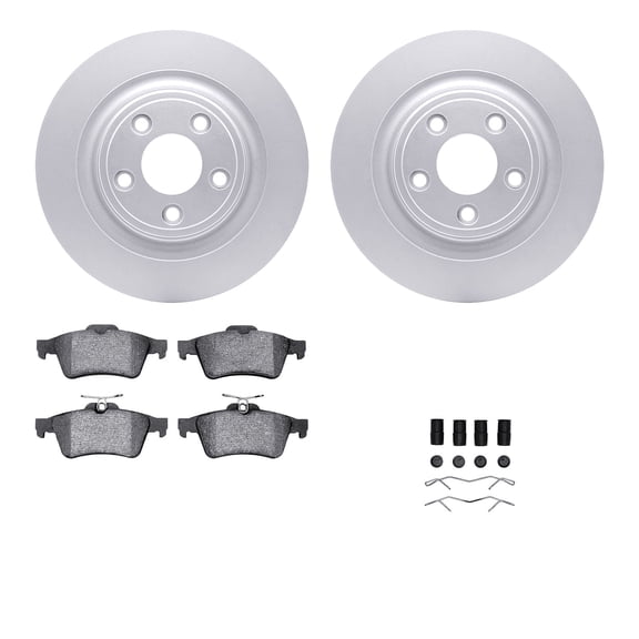 Dynamic Friction Company Rear Geospec Brake Rotors with 5000 Advanced Brake Pads includes Hardware 4512-20057