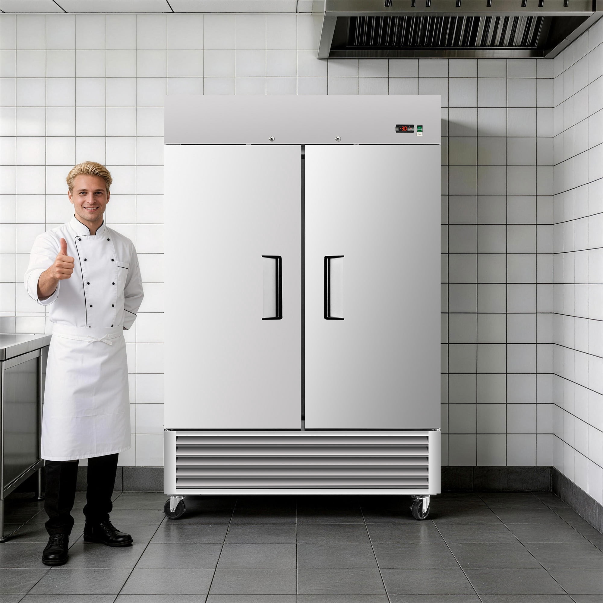 54" Commercial Expandable Upright Freezer, Stainless Steel, 49 Cu.Ft., 6 Adjustable Shelves, Low Noise & Energy Efficient, Auto Defrost, Digital Temperature Control, LED Lighting
