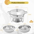 thumbnail image 5 of Jacgood 2 Pack 6QT Chafing Dish Buffet Set, Round Buffet Servers and Warmers Set, Silver Stainless Steel Food Warmer with Lid for Party, 5 of 8