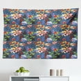 thumbnail image 1 of Flower Tapestry, Pastel Blossom Leaf Summer Petals Flourishing Shabby Vibrant, Fabric Wall Hanging Decor for Bedroom Living Room Dorm, 2 Sizes, Pale Orange Cobalt Blue, by Ambesonne, 1 of 1