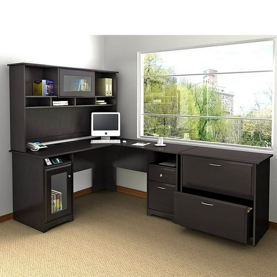 Bush Furniture Cabot L Shaped Desk With Hutch And Lateral File Cabinet