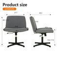 thumbnail image 3 of FDW Cross-Leg Home Office Chair - Armless Adjustable w/Wide Seat & U-Back,Grey, 3 of 7