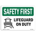 thumbnail image 1 of SignMission OS-SF-A-1824-L-10824 18 x 24 in. OSHA Safety First Sign - Lifeguard on Duty, 1 of 1