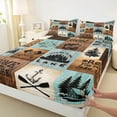 thumbnail image 3 of Homewish Happy Camping Twin Sheet Sets,Adventure Camper Twin Fitted Sheet,Rustic Farmhouse Cabin 03 For Boys Teens,Ultra Soft Home Decor,3pcs, 3 of 7