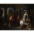 thumbnail image 3 of Balthasar Van Den Bossche 24x20 Black Modern Framed Museum Art Print Titled - Elegant Figures Overseeing Sculptors Working on a Statue of Hercules and Anateus in a Palace Courtyard (1709), 3 of 5