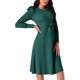thumbnail image 4 of Vestidos de suéter de manga larga con volantes para mujer INSPIRE CHIC, cuello redondo, cintura con lazo, corte A, estilo casual, tejido de canalé, midi, 2XL, verde, 4 of 5