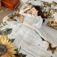 thumbnail image 4 of Manfei Orange Pumpkin Bedding Twin Size, Rustic Sunflower Bed Set, Fall Harvest Reversible Bedding Sets Twin Size, Lightweight Room Decorative, 7pcs, 4 of 7