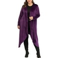 thumbnail image 1 of SAYFUT Women's Junior's Plus Size Shawl Collar Open Front Velvet Sweater Cardigan Long Sleeve Waterfall Asymmetric Drape Cardigan Sweater, 1 of 6