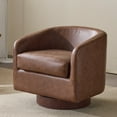 thumbnail image 6 of Zimtown 360° Modern Swivel Accent Chair PU Club Lounge Sofa Chair with Comfy Cushion for Office Bedroom, Brown, 6 of 8