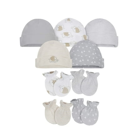 Gerber Assorted Caps and Mittens Accessories Bundle Baby Shower Gift Set, 9pc (Baby Boys or Baby Girls,