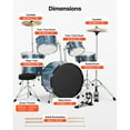 thumbnail image 2 of KFFKFF 5-Piece 22-Inch Junior Drum Kit, Beginner Drum Set with Adjustable Seat, Cymbal, and Drumsticks, Musical Instrument Kit for Beginners, Teens, and Students (Gravel Blue), 2 of 9