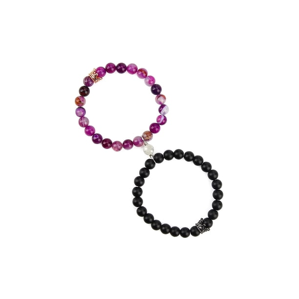 Qarigey Pulseras de pareja de Pulseras de cuentas magnéticas de piedra natural Regalos para amigos de la familia Ropa, zapatos y accesorios Miscelánea No.1