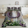 thumbnail image 2 of Castle Fairy Teens Old Barn Door Full Size Comforter Sets 3-Piece,Western Horseshoe Bedding Comforter Set,Spring Garden Flowers Lightweight Bedding Sets,Microfiber Bedroom Decor,Reversible, 2 of 8