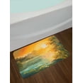 thumbnail image 2 of Country Bath Mat, Pastel Color Sunset on the Lake in Fall Autumn Scenery in Retro Art Drawing, Non-Slip Plush Mat Bathroom Kitchen Laundry Room Decor, 29.5 X 17.5 Inches, Green Orange Blue, Ambesonne, 2 of 2