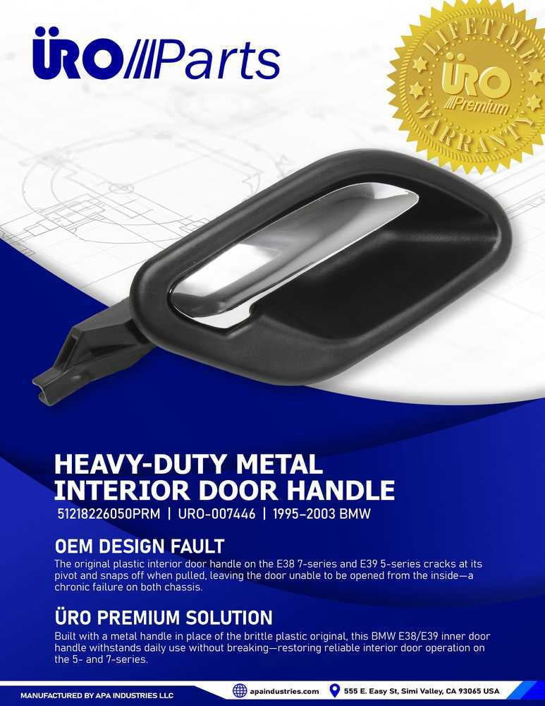 URO Parts 51218226050PRM Metal Handle Upgrade, Lifetime Warranty