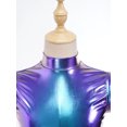 thumbnail image 5 of Hansber Girls Gymnastics Leotard Metallic Shiny Flying Sleeve Mock Neck Dance Bodysuit One Piece Tumbling Outfit Blue 8, 5 of 7