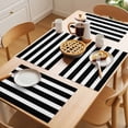 thumbnail image 5 of Black Striped Placemats Set of 6 Modern Simple Monochrome Geometric White Place Mats Indoor Wipeable Table Mats Washable Cloth Dining Table Placemats for Kitchen Holiday Party Home Decor 13x19 Inch, 5 of 9