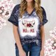 thumbnail image 5 of Top de manga corta con estampado de degradado Sexy de verano para mujer con cuello en V y estampado de día regular para mujer OAVQHLG3B Store lin121212, 5 of 5