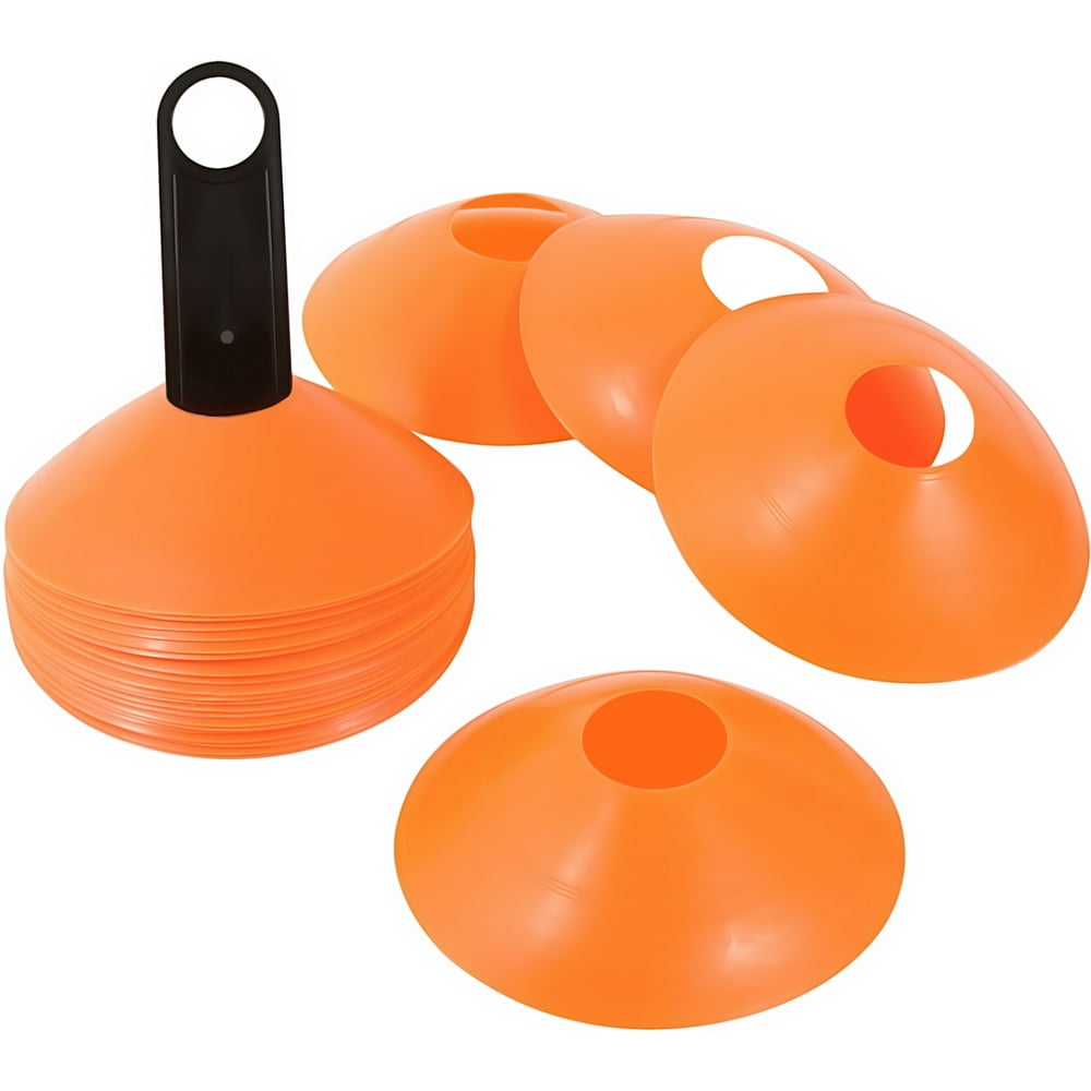 Plastic Disc Cone Sports Training Gear with Carrier, Pack of 24 2