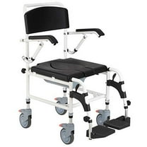 HOMCOM Accessibility Commode Shower Wheelchair with 4 Castor Wheels, Black