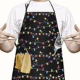 thumbnail image 2 of Multicolor Christmas Light Pattern Apron-Garden Aprons for Women with Pockets-Cotton Linen Waterproof Kitchen Cooking Gardening Aprons Adjustable for Kitchen,Cooking,BBQ and Salon 33"x27", 2 of 7