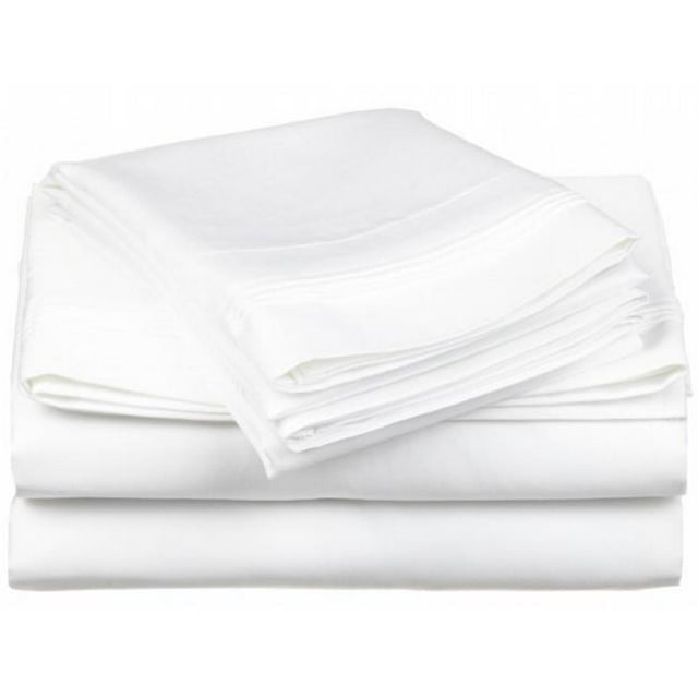 Egyptian Cotton 650 Thread Count Solid Sheet Set Olympic Queen-White