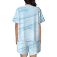thumbnail image 6 of Uemuo Light Blue Marble Pattern Women's Short-Sleeved Pajama, Button-Front Loungewear, 2-Piece Summer Sleepwear, Elastic Drawstring Shorts-4X-Large, 6 of 7