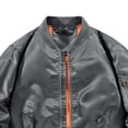 thumbnail image 4 of Men's Baseball Bomber Jacket Long Sleeve Stand Collar Full Zip Loose Fit Water Resistant with Multiple Pockets Casual Golf Windbreaker Coat Big and Tall Size S-5XL Gray, 4 of 5