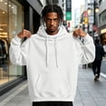 thumbnail image 4 of Homeyce Men's Sweatshirts Oversized Hooded Sweatshirt with Pockets Long Sleeve Plain Lightweight Hoodie Pullover Hoodies,White 3XL, 4 of 5