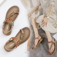 thumbnail image 2 of OAVQHLG3B Women's Sandals on Bohemian Flat Flower Rhinestone Sandals Outer Beach Sandals, 2 of 8