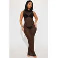 thumbnail image 2 of Hooded See-Through Sheer Maxi Dress (L, Black), 2 of 9