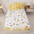 thumbnail image 4 of Manfei Cozy Fall Pumpkin Print Zipper Full Size Comforter Sets with Fitted Sheet and 2 Pillowcases for Home, Yellow Gingham Bow Zipper Bedding Set, Halloween Reversible, 4 Pieces, 4 of 6