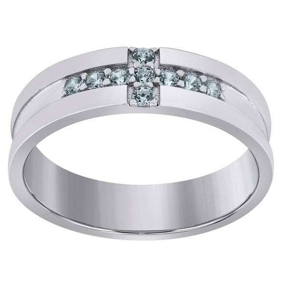 925 Sterling Silver Mens Cubic Zirconia Cross Religious Ring Size 10 5mm Wide Ring for Men