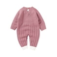 thumbnail image 3 of Hwmodou Boys Jumpsuits Knit Baby Knitted Sweater Romper Bodysuit Solid Long Sleeve Jumpsuit Cute Outfit Fall Winter Pocket Jumpsuit,3-6M, 3 of 9