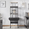 thumbnail image 3 of Yaheetech 61.5''H Rolling Play Top Metal Bird Cage,Hammered Black, 3 of 11