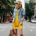 thumbnail image 4 of Fotbe Yellow Lemon Vestido de Verano sin Mangas para Mujer – Vestido Midi Línea A, Estilo Camiseta Floral, Vestido Playero Casual y Fluido, 4 of 7
